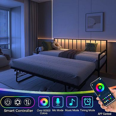 GOODSILO Twin Daybed with RGB LED Lighting and Adjustable Charging Station