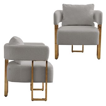 GOODSILO Modern Decorative Side Chair with Metal Legs and Plush Upholstery, 2 pc