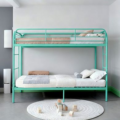 GOODSILO Metal Twin Over Twin Bunk Bed with Dual Ladders and Full Guardrails