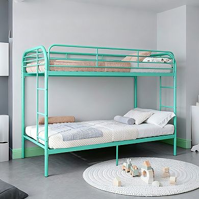 GOODSILO Metal Twin Over Twin Bunk Bed with Dual Ladders and Full Guardrails
