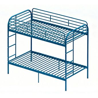 GOODSILO Metal Twin Over Twin Bunk Bed with Dual Ladders and Full Guardrails