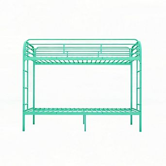 GOODSILO Metal Twin Over Twin Bunk Bed with Dual Ladders and Full Guardrails