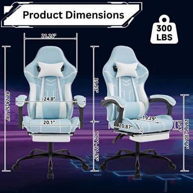 GOODSILO Ergonomic Gaming and Office Chair with Adjustable Lumbar Support and Retractable Footrest