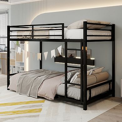 GOODSILO Sturdy Metal Twin Over Twin Bunk Bed With Safety Guardrails and Convertible Design