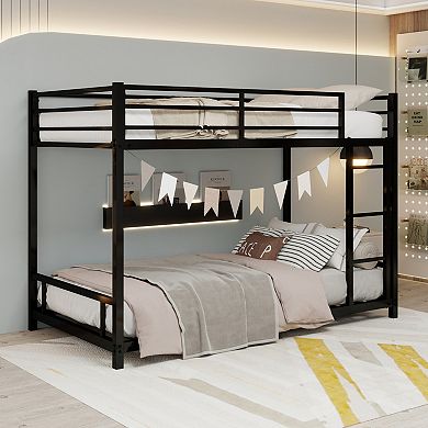 GOODSILO Sturdy Metal Twin Over Twin Bunk Bed With Safety Guardrails and Convertible Design