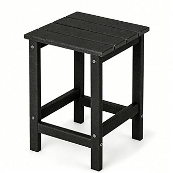 14-Inch Weather-Resistant Square Adirondack Side Table - Black