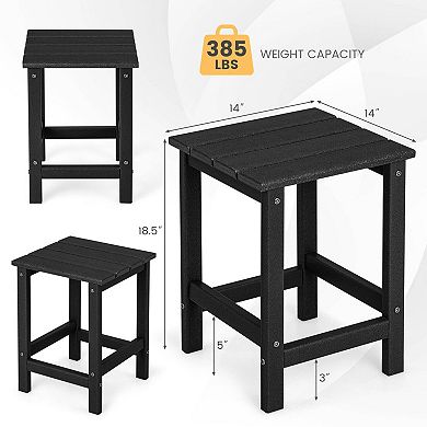 14-Inch Weather-Resistant Square Adirondack Side Table - Black