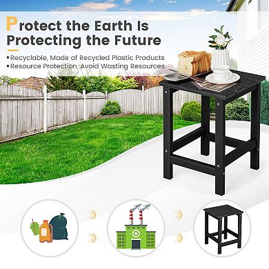 14-Inch Weather-Resistant Square Adirondack Side Table - Black