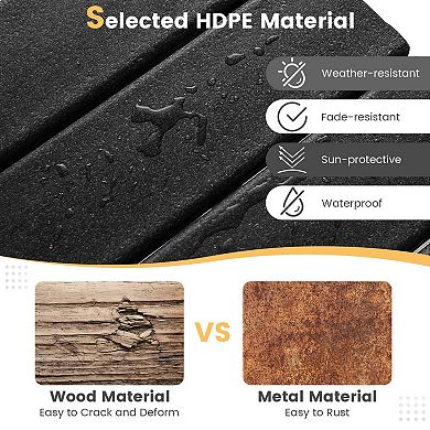 14-Inch Weather-Resistant Square Adirondack Side Table - Black