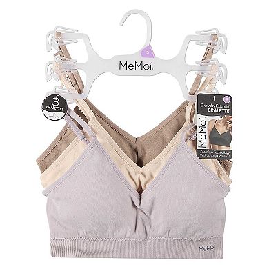 3 Pack Women's Seamless Low-Back V-Neck Tag-Free Padded Pullover Bras