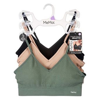 3 Pack Women's Seamless Low-Back V-Neck Tag-Free Padded Pullover Bras