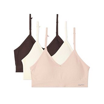 3 Pack Women's Seamless Low-Back V-Neck Tag-Free Padded Pullover Bras