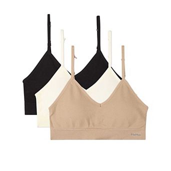 3 Pack Women's Seamless Low-Back V-Neck Tag-Free Padded Pullover Bras