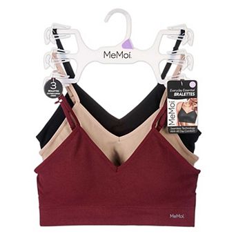 3 Pack Women's Seamless Low-Back V-Neck Tag-Free Padded Pullover Bras