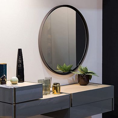 Round Metal Framed Wall Mounted Bathroom Mirror Shatter Resistant