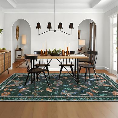 Modern Area Rug Non Slip Foldable Vacuum Clean Ultra Thin Stain Resistant Carpet for Dining Room