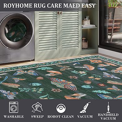 Modern Area Rug Non Slip Foldable Vacuum Clean Ultra Thin Stain Resistant Carpet for Dining Room