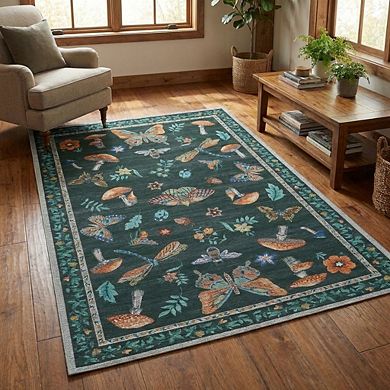 Modern Area Rug Non Slip Foldable Vacuum Clean Ultra Thin Stain Resistant Carpet for Dining Room