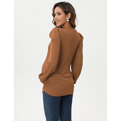 Women's Maternity Shirts Puff Sleeve Round Neck Tunic Top