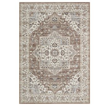 Vintage Area Rug Non Slip Vacuum Clean Ultra Thin Stain Resistant Carpet for Dining Room Bedroom