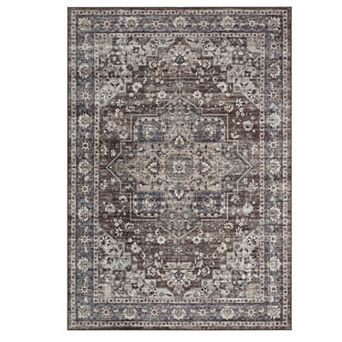 Vintage Area Rug Non Slip Vacuum Clean Ultra Thin Stain Resistant Carpet for Dining Room Bedroom