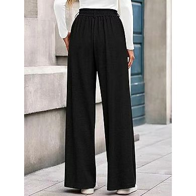 Women's Casual Comfortable Solid Color Straight Wide Leg Draped Long Pants