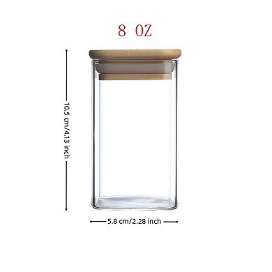 Glass Spice Jars with Bamboo Lids and Printed and Handwritten Labels Set of 24
