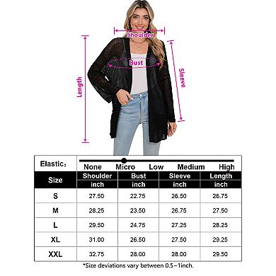 Women's Cardigan Long Sleeve Lightweight Open Front Casual Long Knited Cardigan with Pocket