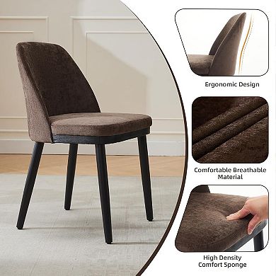 Set of 2 Modern Dining Chairs, Upholstered Beige Linen Seat,Perfect for Dining Room