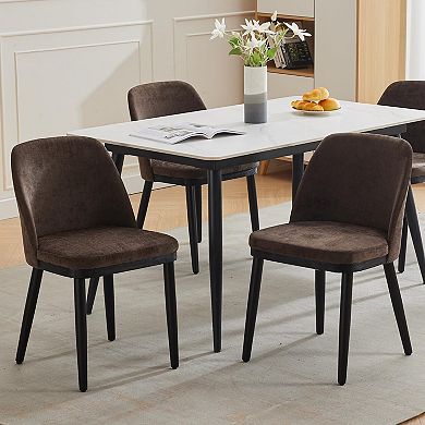 Set of 2 Modern Dining Chairs, Upholstered Beige Linen Seat,Perfect for Dining Room