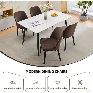 Set of 2 Modern Dining Chairs, Upholstered Beige Linen Seat,Perfect for Dining Room