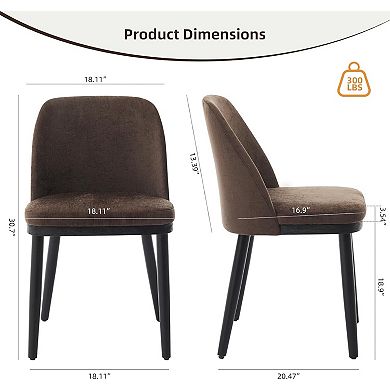 Set of 2 Modern Dining Chairs, Upholstered Beige Linen Seat,Perfect for Dining Room