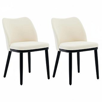 Set of 2 Modern Dining Chairs, Upholstered Beige Linen Seat,Perfect for Dining Room