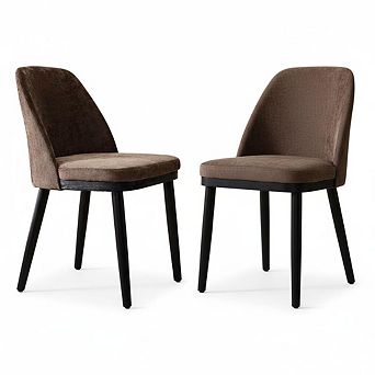 Set of 2 Modern Dining Chairs, Upholstered Beige Linen Seat,Perfect for Dining Room