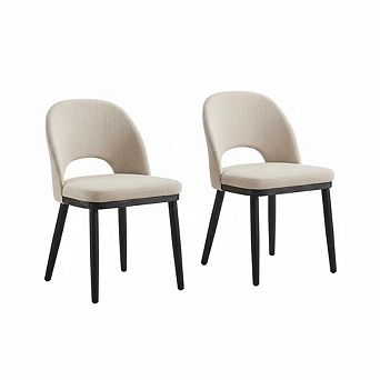 Modern Fabric Upholstered Dining Chairs Set of 2, Comfortable Side Chairs for Dining Room, Kitchen