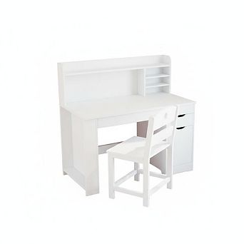 Kids Study Desk and Chair Set, Kids Desks with Hutch and Tiltable Desktop for 3-8 Years Old