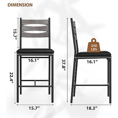 Bar Stools Set of 2/4, Counter Height Bar Chairs with Back and Thick Cushion, Barstools for Kitchen