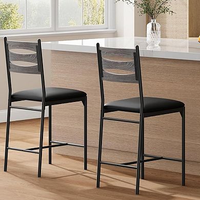 Bar Stools Set of 2/4, Counter Height Bar Chairs with Back and Thick Cushion, Barstools for Kitchen