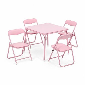 5 pc Kids Table and Chairs, Folding Card Table with Chairs Set of 4