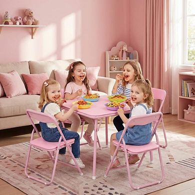 5-Piece Kids Table and Chairs, Folding Card Table with Chairs Set of 4