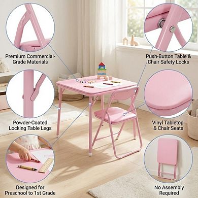 5-Piece Kids Table and Chairs, Folding Card Table with Chairs Set of 4