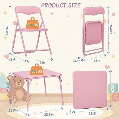 5-Piece Kids Table and Chairs, Folding Card Table with Chairs Set of 4