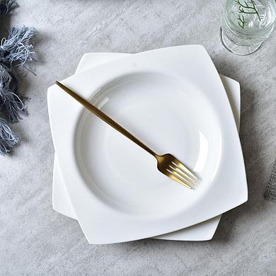 Square Ceramic Salad Plate Set of 6 Microwave Safe