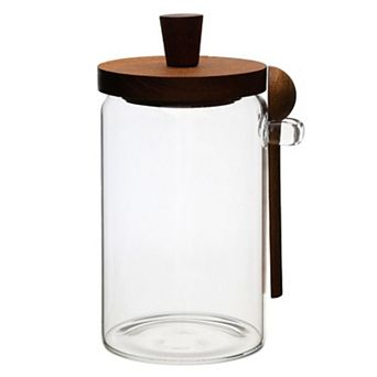 Glass Storage Jar with Spoon for Coffee Tea Snacks