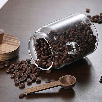 Glass Storage Jar with Spoon for Coffee Tea Snacks
