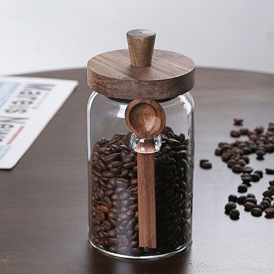 Glass Storage Jar with Spoon for Coffee Tea Snacks
