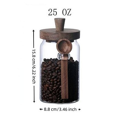 Glass Storage Jar with Spoon for Coffee Tea Snacks