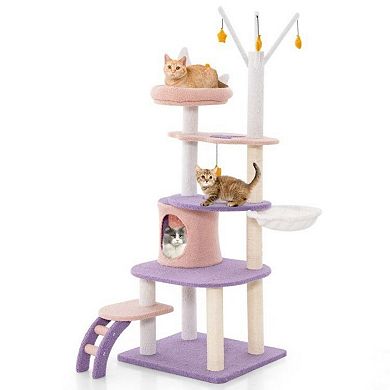 Multi Level Cat Tree Tower with Sisal Scratching Posts Hammock Condo