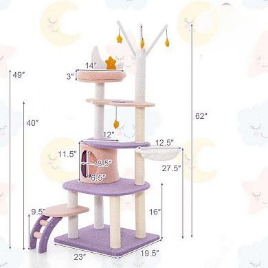 Multi Level Cat Tree Tower with Sisal Scratching Posts Hammock Condo