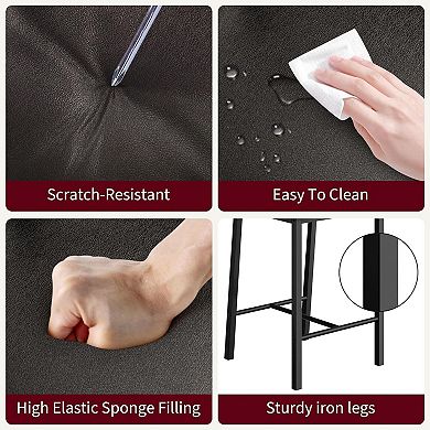 Bar Stools Set of 2, Upholstered Counter Stools with Back & Footrest, for Kitchen Island